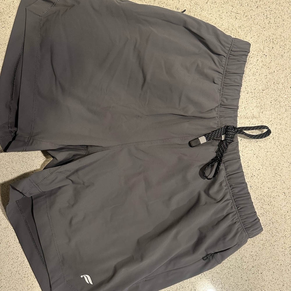 Fabletics Gray Athletic Shorts with Elastic Waistband